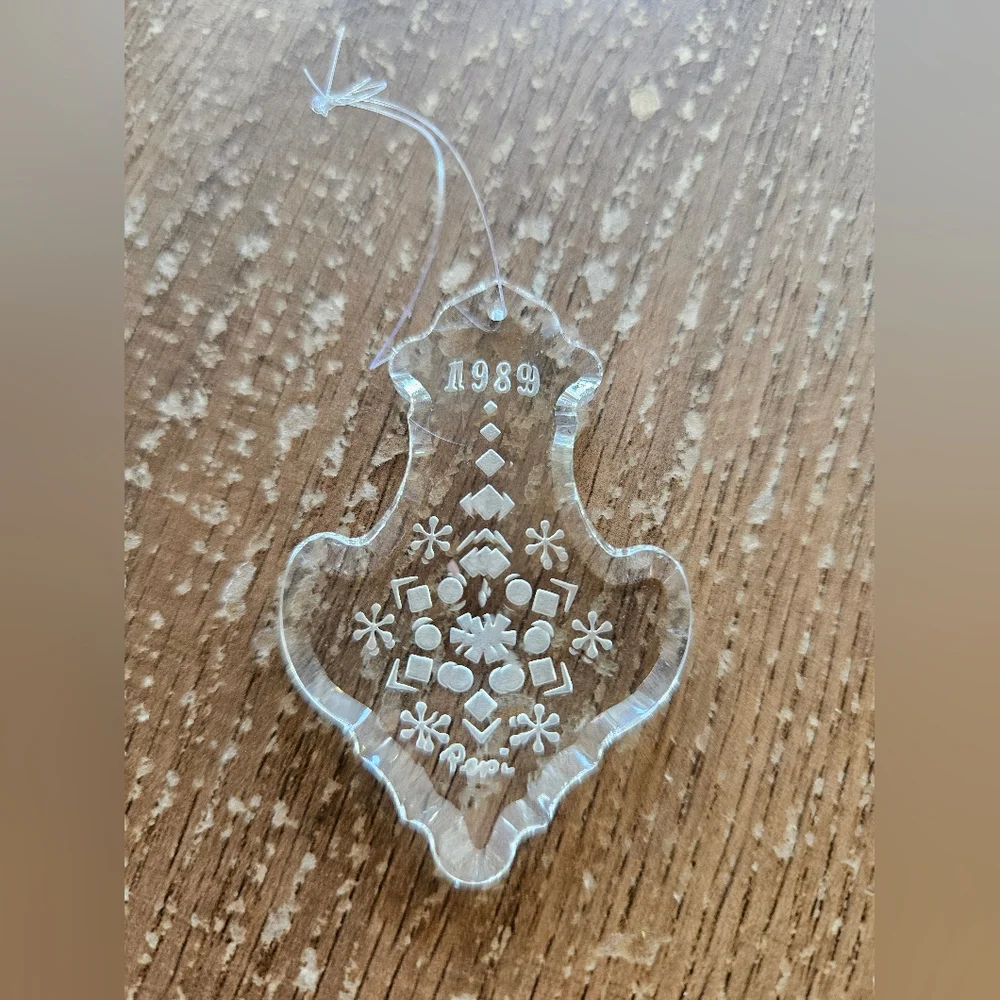 Pepi M Herrmann 1989 Lead Crystal Anchor Shaped Etched Ornament‎ Clear Vtg 80s